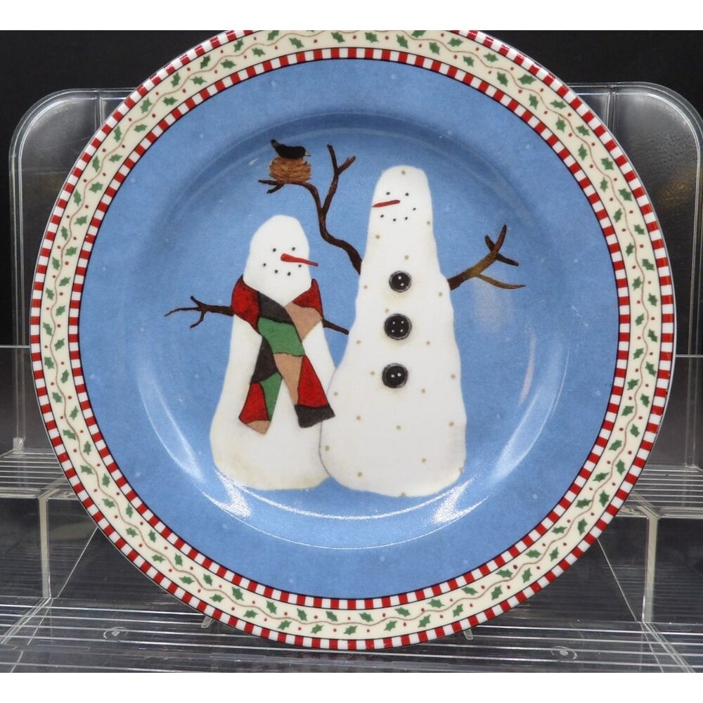 Sakura Snowman Stoneware Salad Plate By Debbie Mumm- 8⅛" Diameter